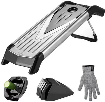 Silberthal Gem&uuml;sehobel Mandoline V-Hobel mit Eins&auml;tzen (PA1373)