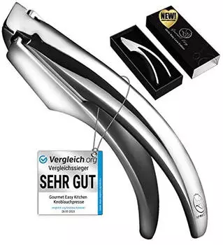 GOURMET EASY Knoblauchpresse Herz-Edition Edelstahl, f&uuml;r grobes Knoblauchhack (2. Coarse Mince)
