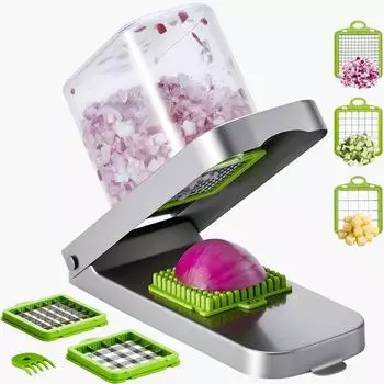 VEVOR Gemüseschneider mit 3 Edelstahlklingen und Behälter (AY510)