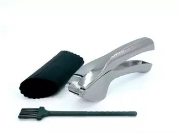 Intirilife Knoblauchpresse 3-teiliges Set mit Silikonschäler und Reinigungsbürste (IL-100928)