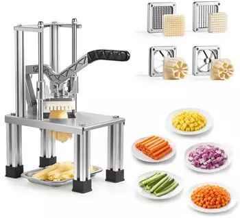 VEVOR Pommes-Frites-Schneider mit Ersatzklingen 1/4 & 3/8 Zoll, Edelstahl (JG-33)