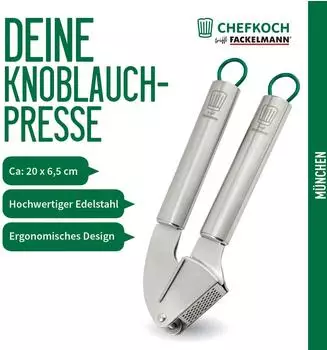 Fackelmann Knoblauchpresse München, Edelstahl, spülmaschinengeeignet