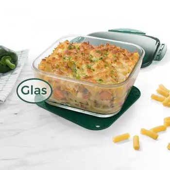 Genius Nicer Dicer Chef Glassch&uuml;ssel gro&szlig; mit Deckel & Silikonmatte, 2800ml, mintgr&uuml;n (A27054)