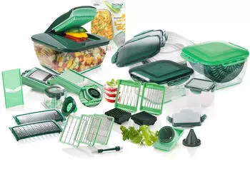 Genius Nicer Dicer Chef 37-teilig Gemüseschneider-Set inkl. 3 in 1 Siebschüssel (A81893)