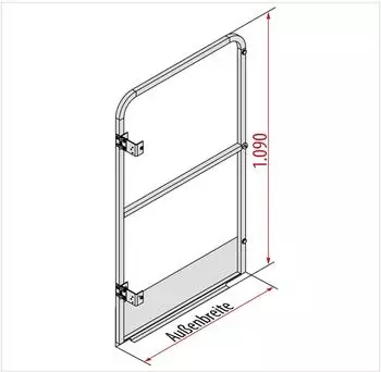 Hymer Durchgangssperre schmal mit Fu&szlig;leiste, Alu, 632mm (0054032)