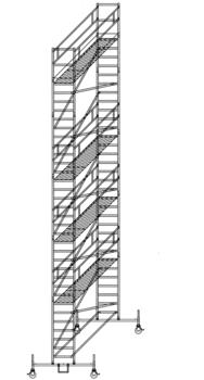 Günzburger Rollgerüst mit Fahrbalken*,Plattformen 2m-Abstand,PL-Höhe 9,45m Länge 1,80m