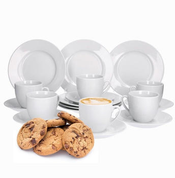 Van Well Kaffeeservice Porzellan 18 Teile weiß