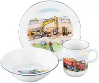 Seltmann Weiden Kindergeschirr-Set "Compact Auf der Baustelle" Teller, Sch&uuml;ssel,