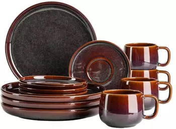 Mäser Tafelservice Elina Uno rot/braun (12-tlg.) Mäser Tafelservice Elina Uno rot/braun (12-tlg.)
