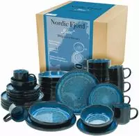 CreaTable Kombiservice "Nordic Fjord" je 6 Speiseteller, Suppenteller, Dessertteller,