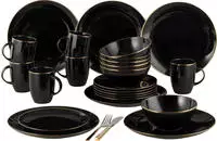 van Well Kombiservice "Geschirr-Set, Service Glamour Black" mit einem...