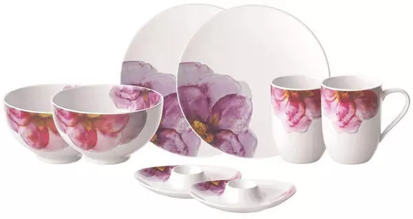 Villeroy & Boch Rose Garden Frühstücks-Set 8-teilig Rosa Weiss