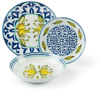 Excelsa Geschirrset Amalfi 18-tlg Tellerservice blau gelb