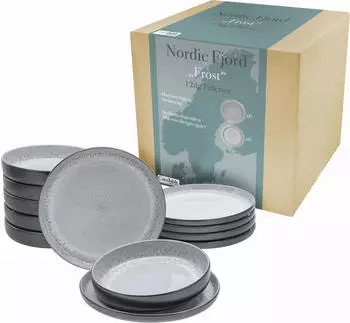 CreaTable Nordic Fjord Geschirr-Set 12-tlg grau