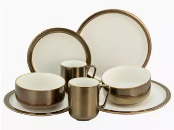CreaTable MODERN INDUSTRIAL Kombiservice 8-tlg Wei&szlig; goldfarben