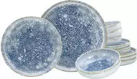 CreaTable Teller-Set "Uno Mykonos, Teller Set 12-tlg" Sommerlich, Vintage Style,