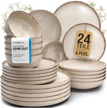Pure Living Geschirrset Rustic 24-tlg beige