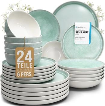 Pure Living Steingut Geschirrset Ibiza 24-tlg Türkis