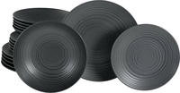 CreaTable Teller-Set "Lava Stone Black, Teller Set 18-tlg" Seidenmatte Glasur