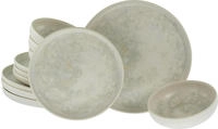 CreaTable Teller-Set "Uno Athena, Teller Set 12-tlg" Ringe-Relief, Vintage Style