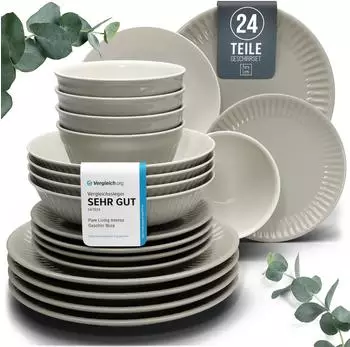 Pure Living Hygge Geschirrset 24-tlg Hellbraun