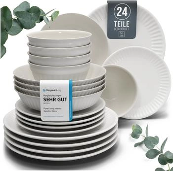 Pure Living Hygge Geschirrset 24-tlg Hellgrau