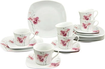CreaTable Kaffeeservice 18 Teile, Aiko weiß/rose CreaTable Kaffeeservice 18 Teile, Aiko weiß/rose