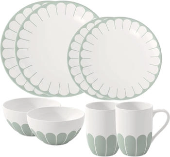 Villeroy & Boch Geschirr-Set Fleur vert Starter-Set 8-tlg. (8-tlg.) 2 Personen Porzellan