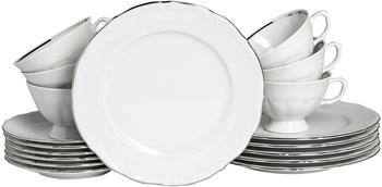 CreaTable Maria Theresia Kaffeeservice weiß Porzellan 6 Personen 18-teilig