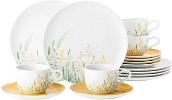 Seltmann Weiden Liberty Meadow Grasses Kaffeeservice wei&szlig; bunt 6 Personen 18-teilig