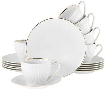 CreaTable Valencia Gold Kaffeeservice Porzellan Goldrand 6 Personen 18-teilig