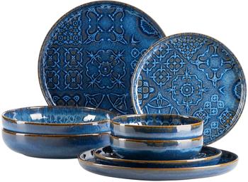 M&auml;ser Service Traditional Tiles Kombiservice blau 2 Personen 8-teilig