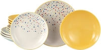 CreaTable Teller-Set "Joy, Teller Set 12-tlg." Unregelm&auml;&szlig;ige bunte Punkte, Gute