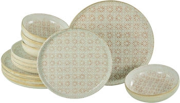 CreaTable Uno Emiliana Teller-Set rot Shabby Look Vintage Style 4 Personen 12-teilig