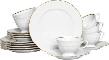 CreaTable Maria Theresia Kaffeeservice weiß goldfarbig 6 Personen 18-teilig