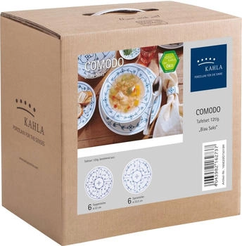 Kahla Blau Saks Indisch Blau Stohblumenmuster Tafel-Set 12-tlg.