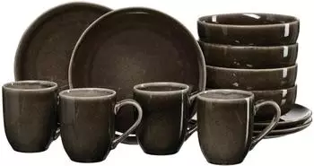 Ritzenhoff & Breker Frühstücksservice Eda Umbra 12-tlg., Steingut, Braun, 320565