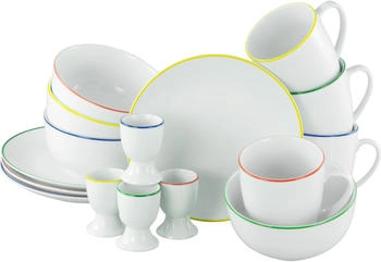 CreaTable 24058, Luna Color Line, Fr&uuml;hst&uuml;cksset 16-tlg, Porzellan