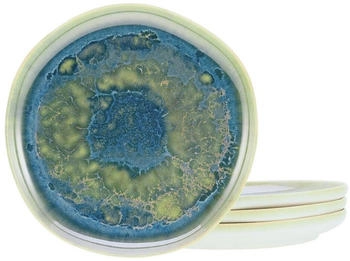 CreaTable 21509, Yuki Gr&uuml;n-blau, Dessertteller 4-tlg, Steinzeug
