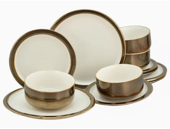 CreaTable 23591, Modern Industrial Weiss, Tellerset 12-tlg, Steinzeug