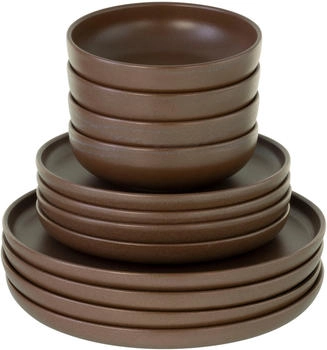 CreaTable 23659, Uno Braun, Tellerset 12-tlg, Steinzeug