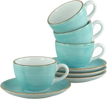 CreaTable 34042, Vintage Nature Aqua, Kaffeetassen Set 8-tlg, Porzellan