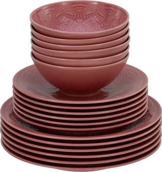 CreaTable 21630, Orient Mandala Rot, Tellerset 18-tlg, Porzellan