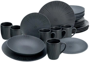 CreaTable 24413, Vesuvio Schwarz, Kombiservice 24-tlg, Steinzeug