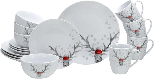 CreaTable Malmö Geschirrset 16-teilig Für 4 Personen – Steinzeug, Beige, Spülmaschinengeeignet