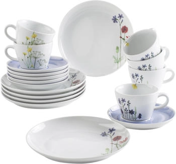 Kahla Kaffeeservice 18tlg. Wildblume Aquarell-Blau 390453A69357C