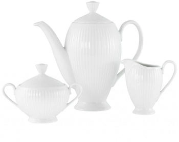 CreaTable 21881, Valencia Weiss, Kaffeegarnitur 3-tlg, Porzellan