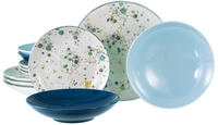 CreaTable Teller-Set "Candy Drops, Teller Set 12-tlg." Unregelm&auml;&szlig;ige bunte Punkte,