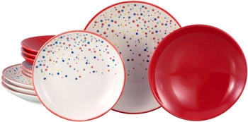 CreaTable 24243, Joy Rot-bunt, Tellerset 12-tlg, Steinzeug