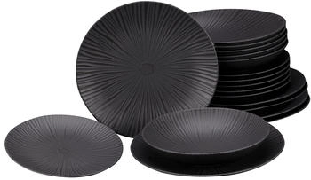 CreaTable 24414, Vesuvio Schwarz, Tellerset 18-tlg, Steinzeug